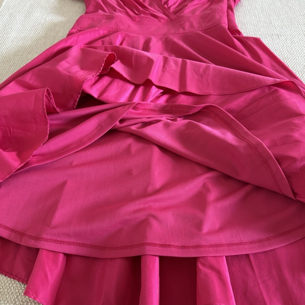 Betsey Johnson Womens Faux‎ Wrap Hot Pink Midi Dress Size 14 - Picture 10 of 13